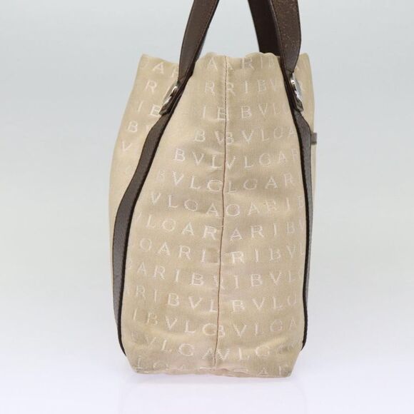 Bulgari Logo Mania Beige Canvas Handbag (Pre-Owned) - Picture 4 of 16